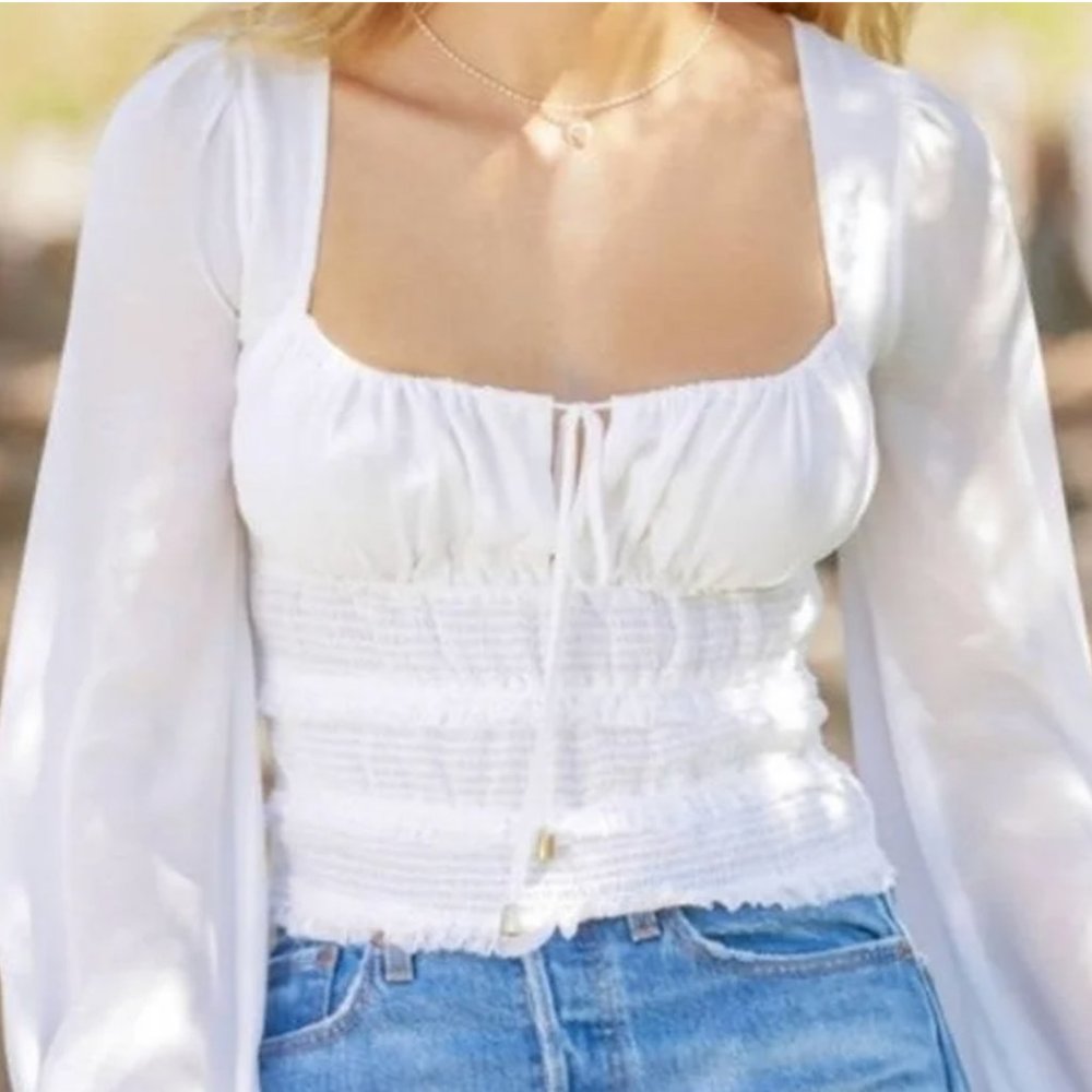 Free People Women's White Lolita Blouse S